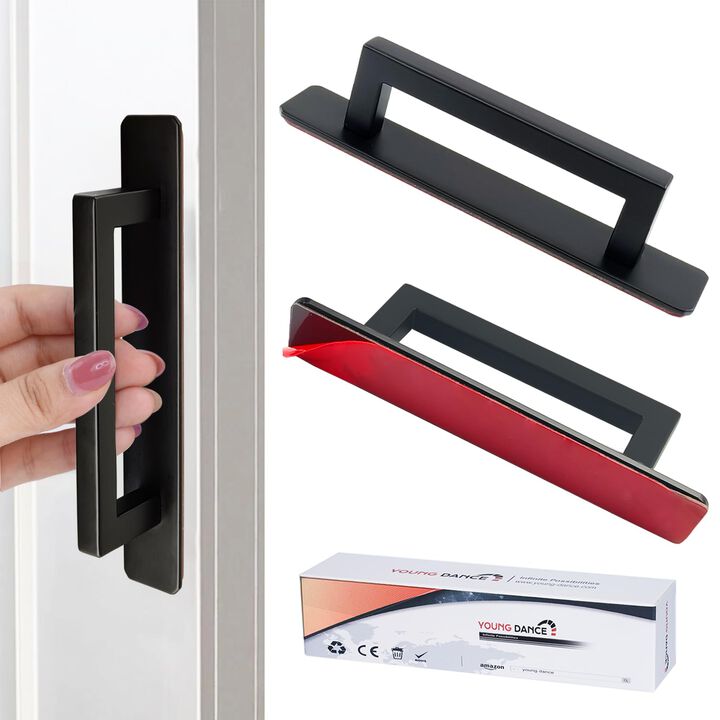 Young Dance Self-Stick Adhesive Cabinet Handles - 6"" Stainless Steel No-Drilling Easy Installation Handles for Cabinet Door Win