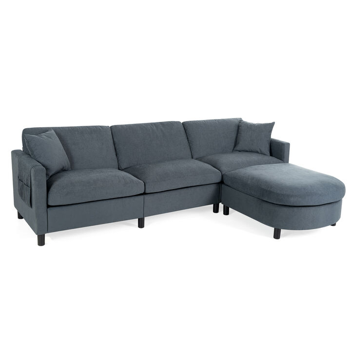 107.8" Sectional Sofa Couch 1 Ottoman