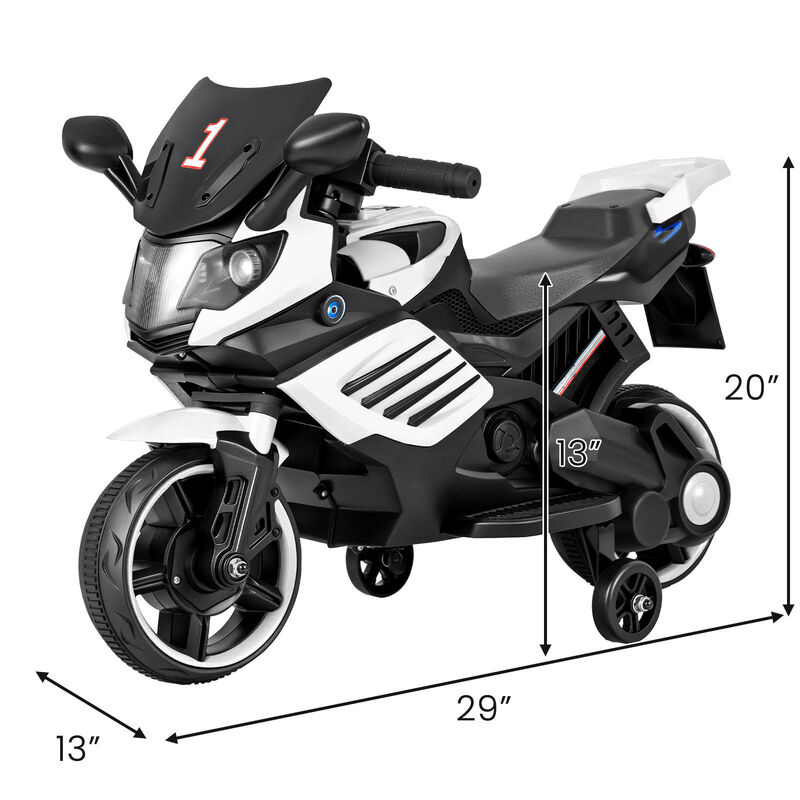 Electric Kids Motorcycle 6V with Headlights Music and Detachable Training Wheels for Yard image number 2