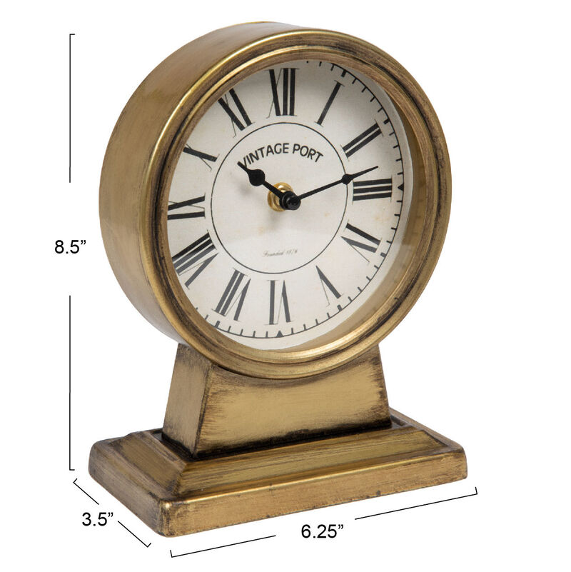 Decorative Metal Mantel Clock, Gold Finish image number 1