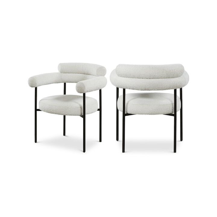 Meridian Furniture Blake Cream Boucle Fabric Dining Chair, Set of 2