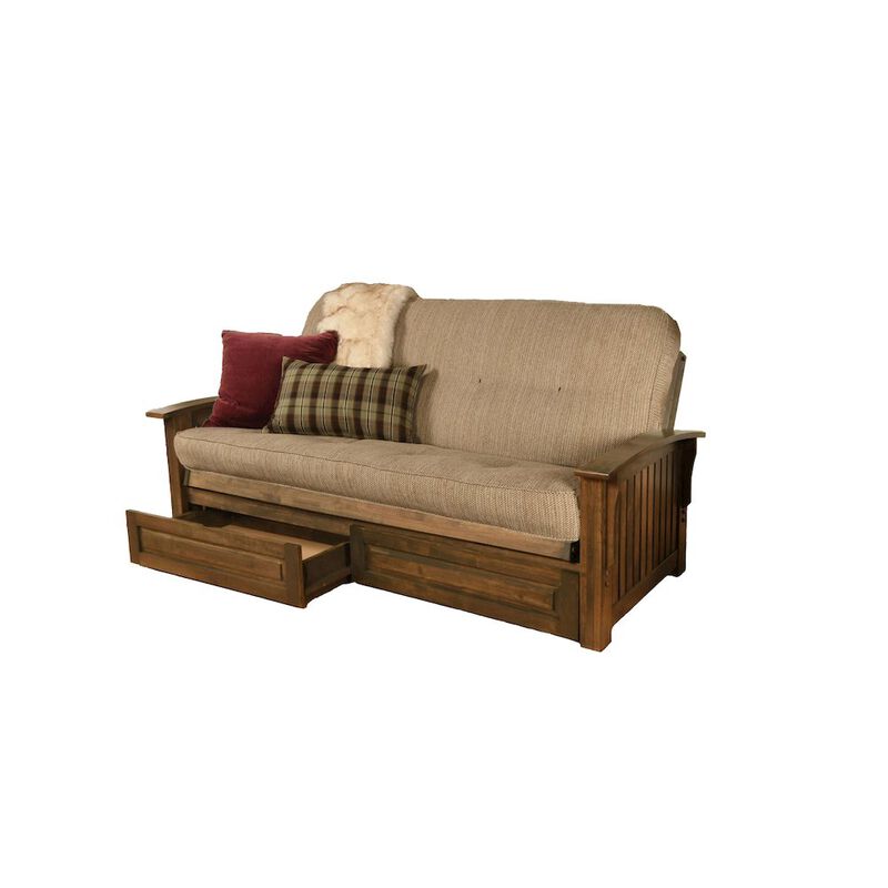 Washington Frame-Rustic Walnut FinishTaxi Woodsmoke Mattress-Storage Drawers