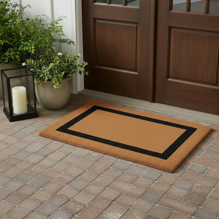 HomeRoots 36" X 60" Brown and Black Coir Outdoor Door Mat