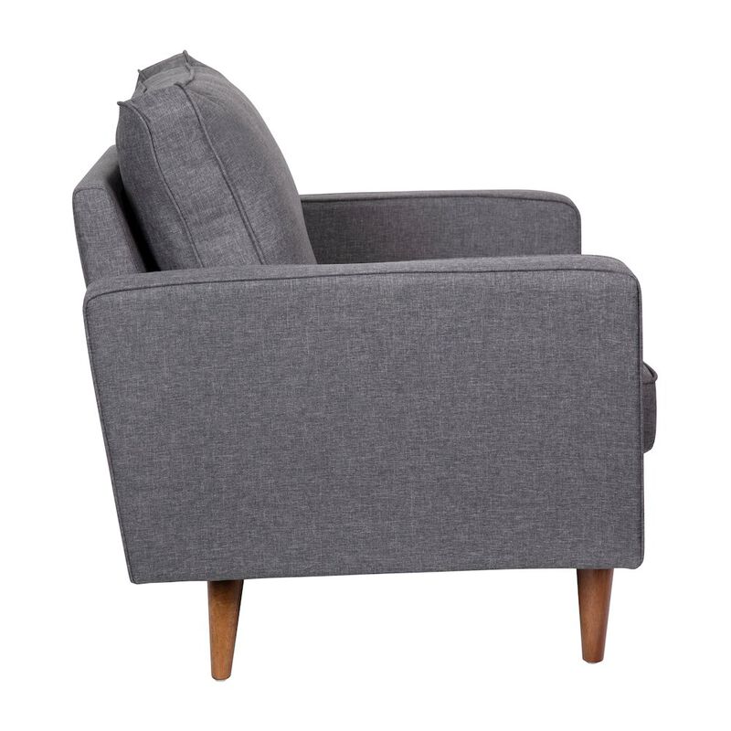 Flash Furniture Armchair with Tufted Faux Linen Upholstery, Solid Wood Legs in Dark Gray image number 3