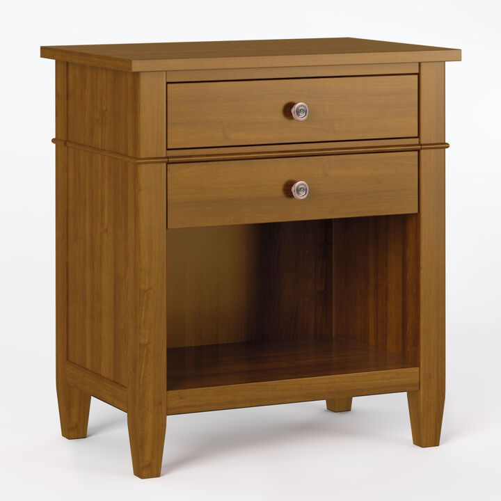 Carlton SOLID WOOD 24 inch Wide Transitional Bedside Nightstand Table in Light Golden Brown