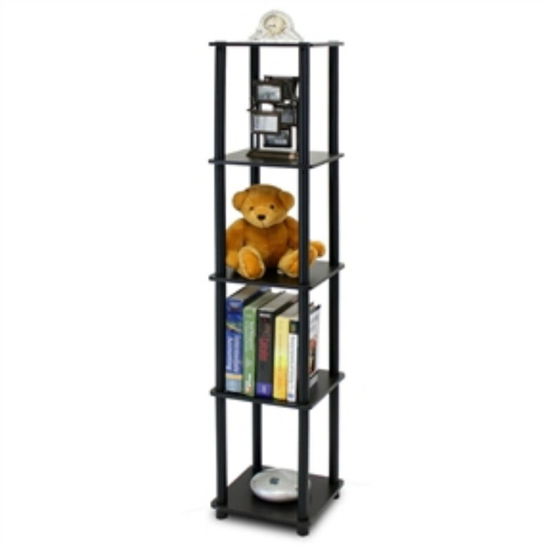 5-Tier Square Corner Display Shelf Bookcase for Storage and Decor