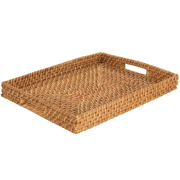 Martha Stewart 16 Inch Rattan Woven Serving Tray in Brown