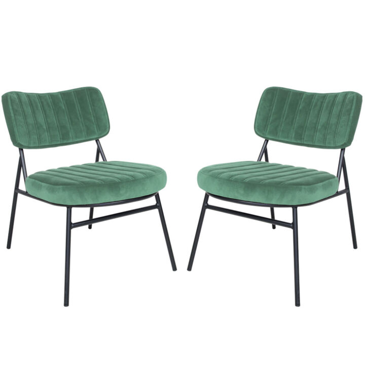 LeisureMod Marilane Velvet Accent Chairs with Cushioned Upholstery – Set of 2 Stylish Chairs for Living Room, Office, Lounge, and Modern Spaces