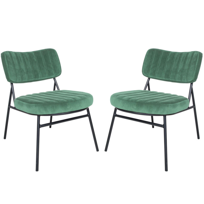 LeisureMod Marilane Velvet Accent Chairs with Cushioned Upholstery – Set of 2 Stylish Chairs for Living Room, Office, Lounge, and Modern Spaces