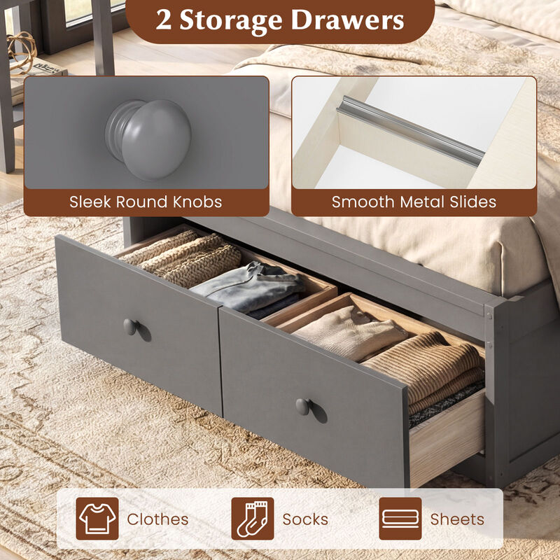 Twin Platform Bed Frame with Built-In Storage Drawers and Headboard image number 7
