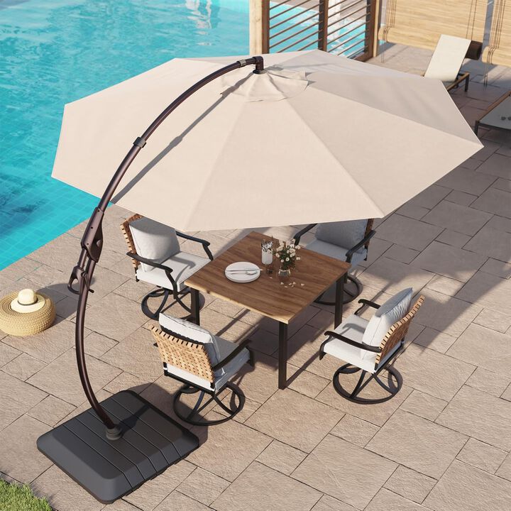 Mondawe 11ft Cantilever Umbrella w/ 360° Rotation & 90° Tilt, Powder-Coated Aluminum Frame Umbrella(Without Base)