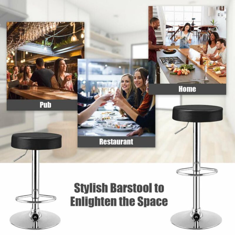 Hivvago 1 PC Round Bar Stool Adjustable Swivel Pub Chair