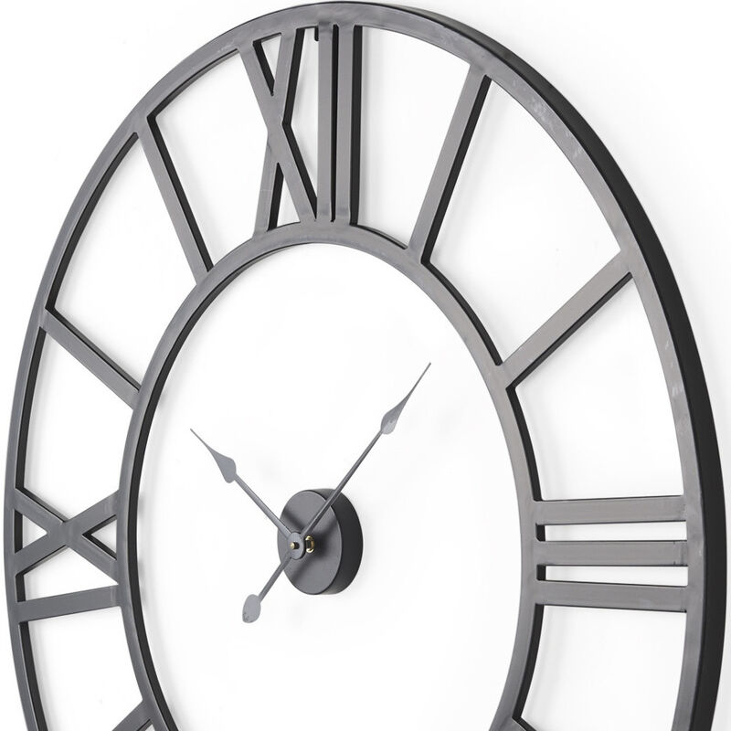 HomeRoots 42" Black Iron Analog Round Wall Clock image number 2