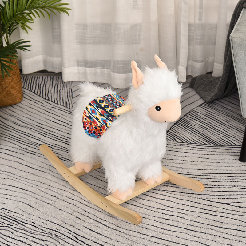 BreeBe Plush Llama Rocking Horse Ride-On Toy - 3+ image number 7
