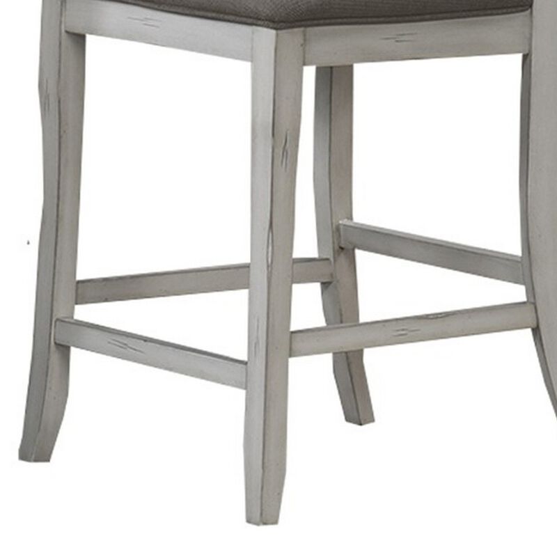 Zeke Counter Height Chairs, Set of 2, Ladder Back, Classic White Wood, Dark Gray