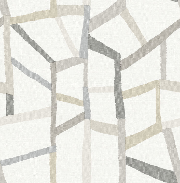 Tate Grey Geometric Linen Wallpaper