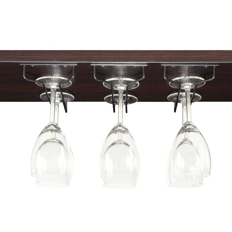 Convenience Concepts Uptown Wine Bar With Cabinet, Faux Black Marble/Espresso