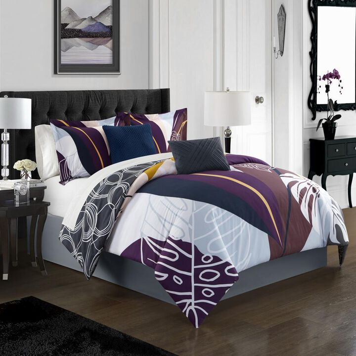 Chic Home Anaea 7 Piece Comforter Set Large Scale Abstract Floral Pattern Print Bed in a Bag - Sheet Set Decorative Pillows Sham Included - Twin XL 66x90", Multi
