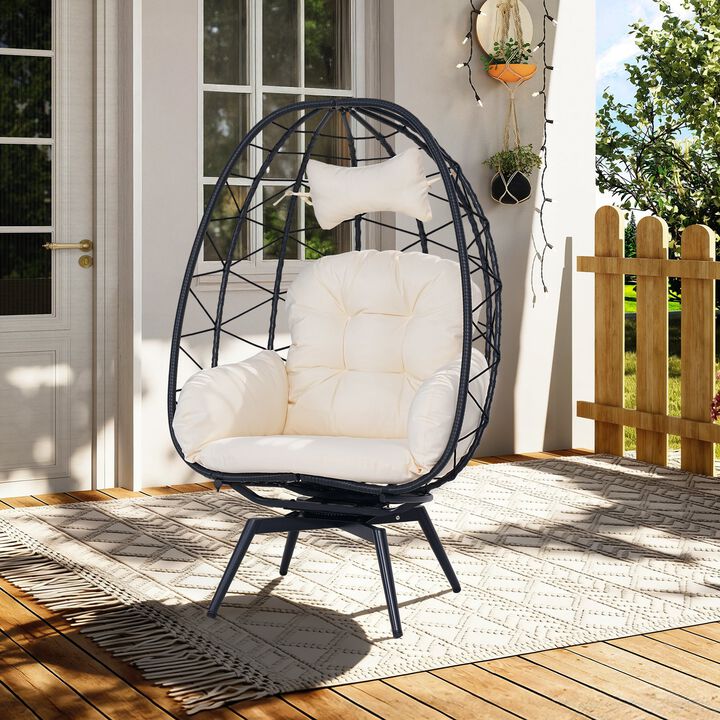 Hivvago Wicker Patio Egg Chair with Thick Cushions