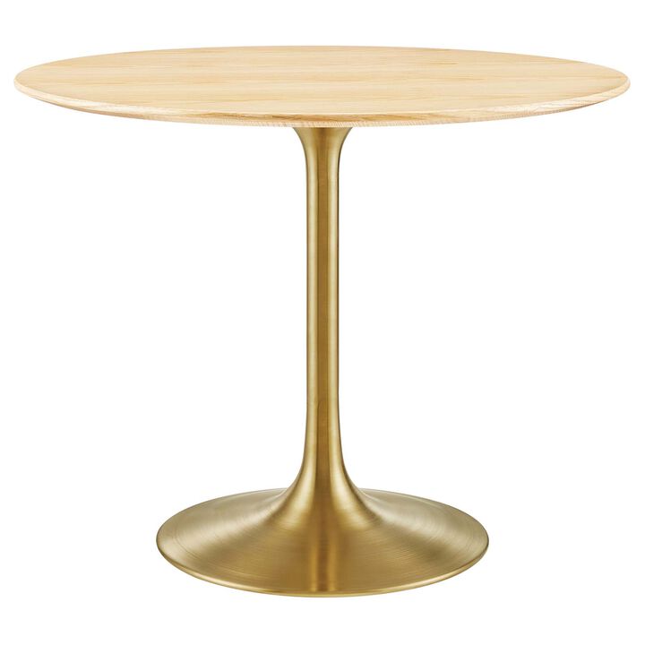 Modway - Lippa 36" Round Wood Grain Dining Table Gold Natural