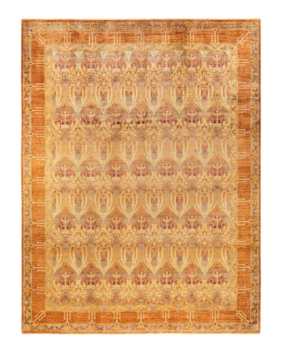 Arts & Crafts, One-of-a-Kind Hand-Knotted Area Rug  - Brown, 9' 10" x 12' 10"