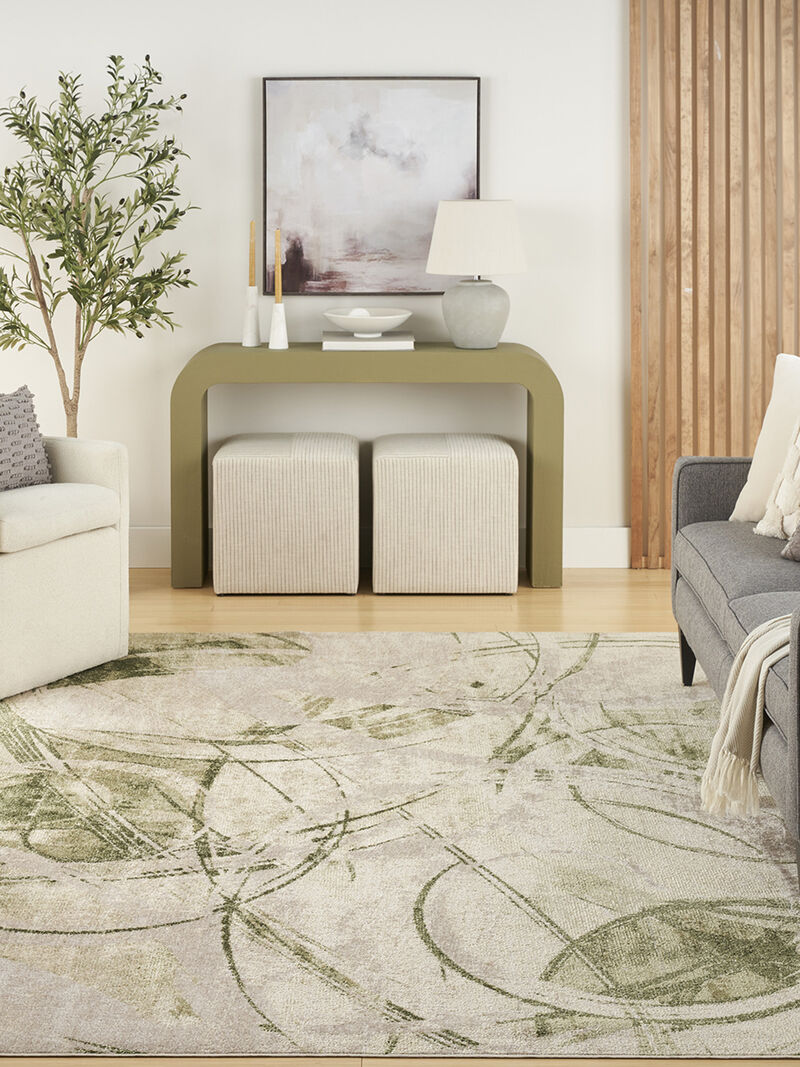 Astra Machine Washable ASW14 Beige/Green 4' x 6' Rug