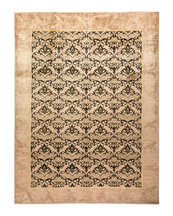 Arts & Crafts, One-of-a-Kind Hand-Knotted Area Rug  - Black, 9' 0" x 11' 10"