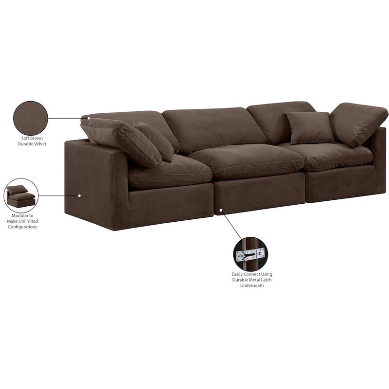 Meridian Furniture Indulge Brown Velvet Modular Sofa