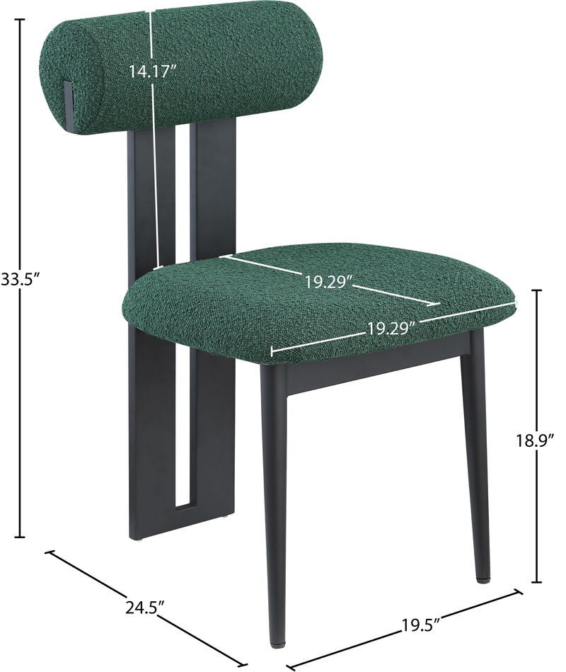 Meridian Furniture Dario Green Boucle Fabric Dining Chair, Set of 2