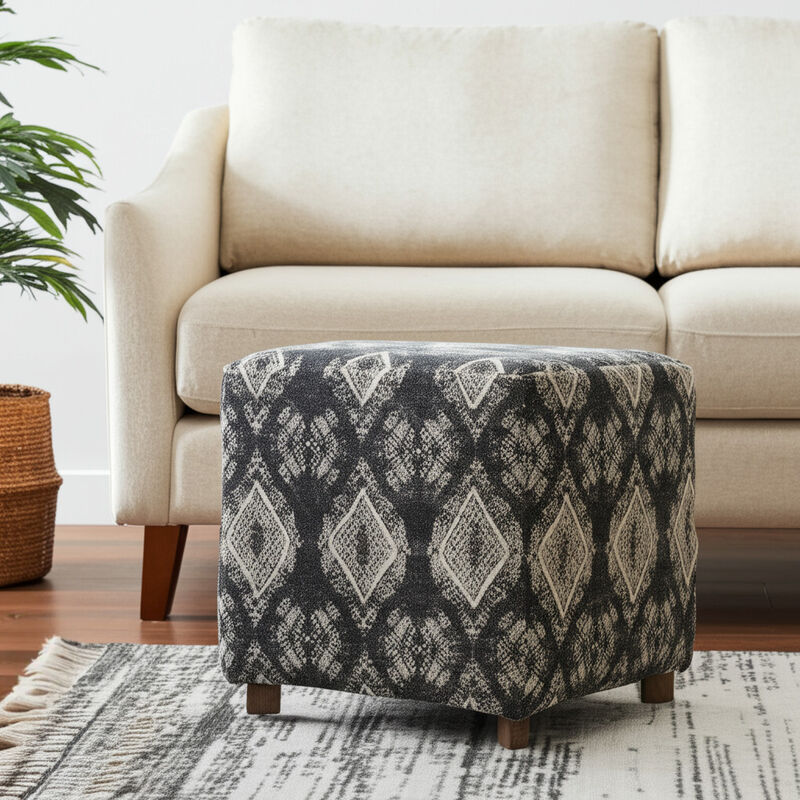 Cube Ottoman in Cotton and Fabric – Decorative Footstool for Bedroom