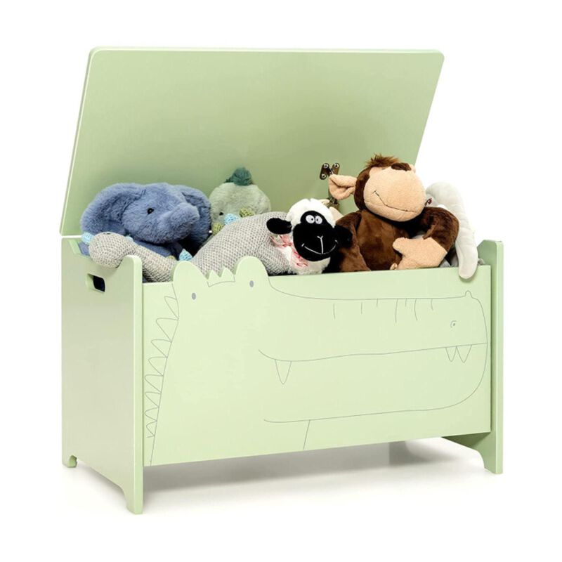 Hivvago Wooden Kids Toy Box with Safety Hinge