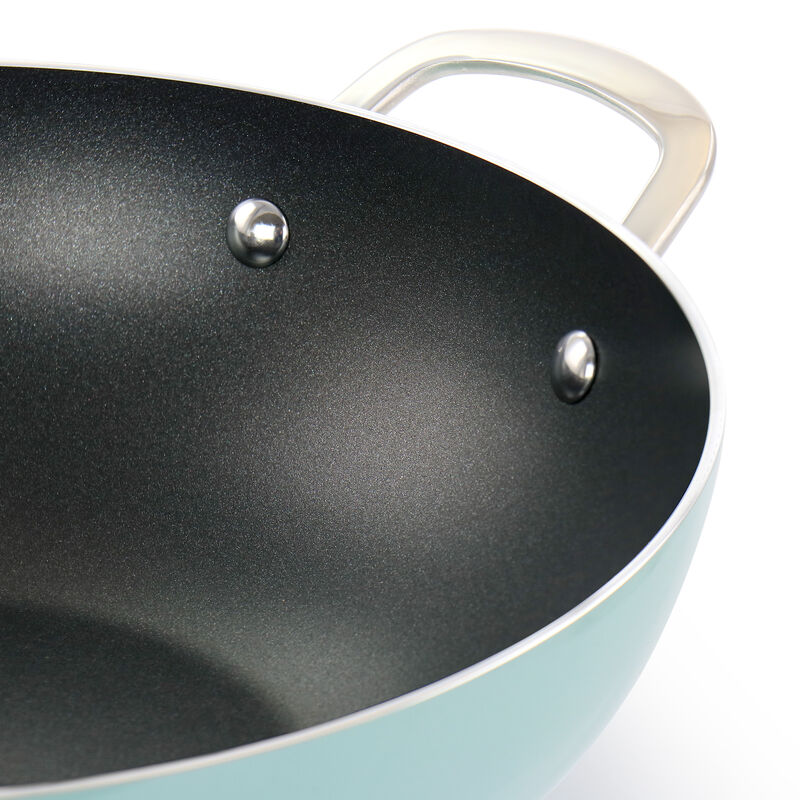 Martha Stewart 12 Inch Aluminum Nonstick Essential Pan with Lid in Turquoise