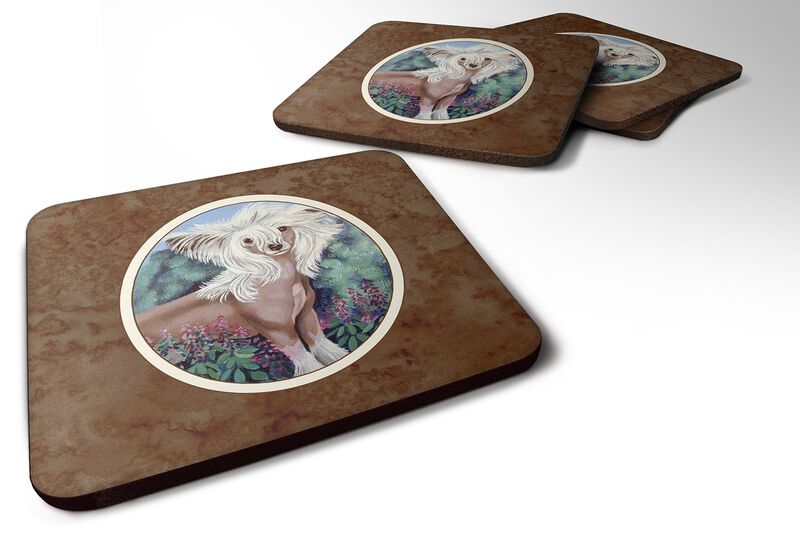 Caroline's Treasures 7052FC Chinese Crested Foam Coasters (Set of 4), 3.5, Multicolor image number 0