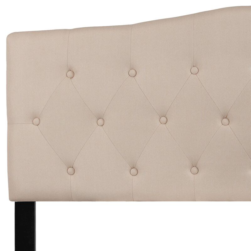 Flash Furniture Tufted Upholstered Queen Size Headboard in Beige Fabric image number 5