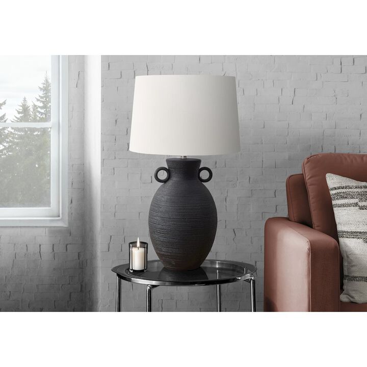 Lighting, 30"H, Table Lamp, Black Ceramic, Ivory / Cream Shade, Transitional