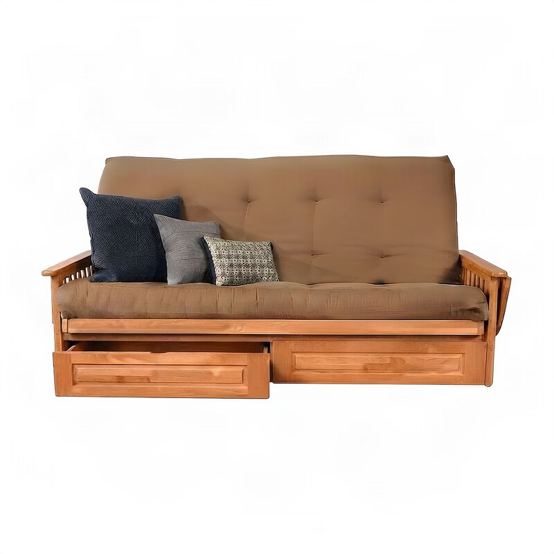 Phoenix Frame Queen-Butternut Finish-Suede Peat Mattress-Storage Drawers image number 3