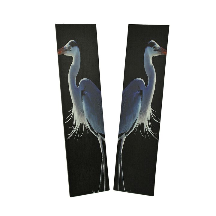42 In Twin Herons Black And White Canvas Print Set