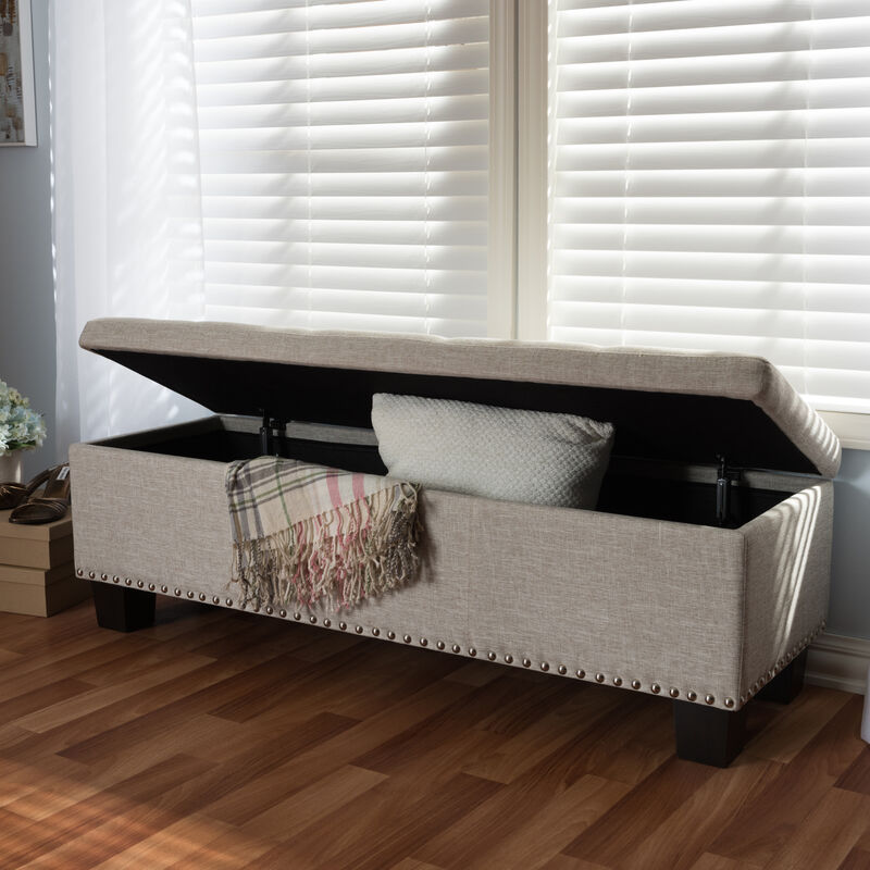 Baxton Studio Hannah Modern Grayish Beige Fabric Upholstered Storage Ottoman Bench