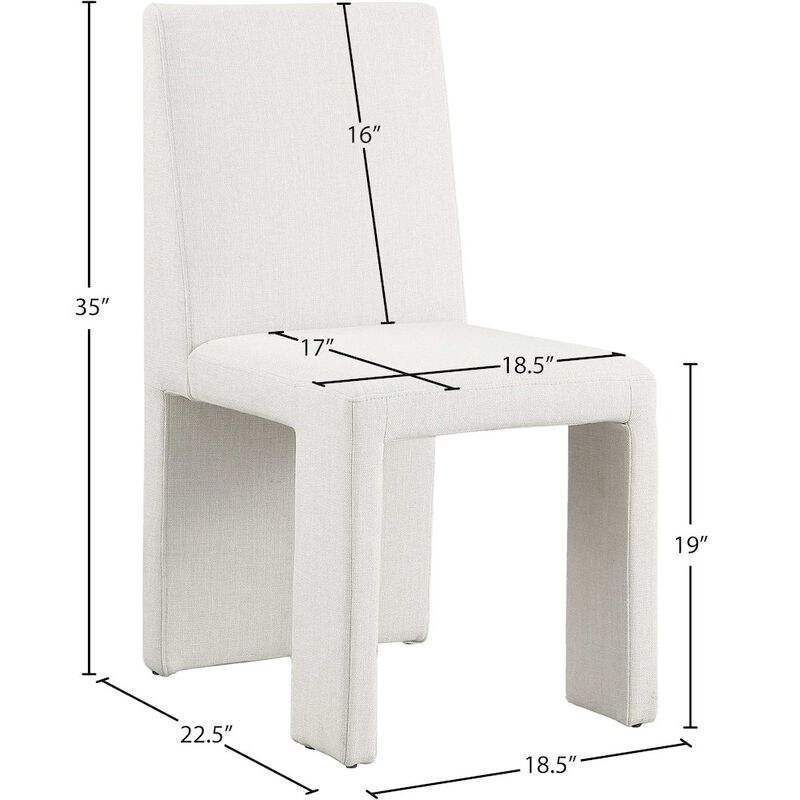 Meridian Furniture Benson Cream Linen Textured Fabric Dining Chair, Set of 2