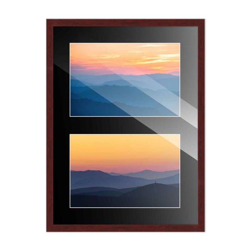8x10 Wood Collage Frame with Black Mat for 2 4x6 Pictures