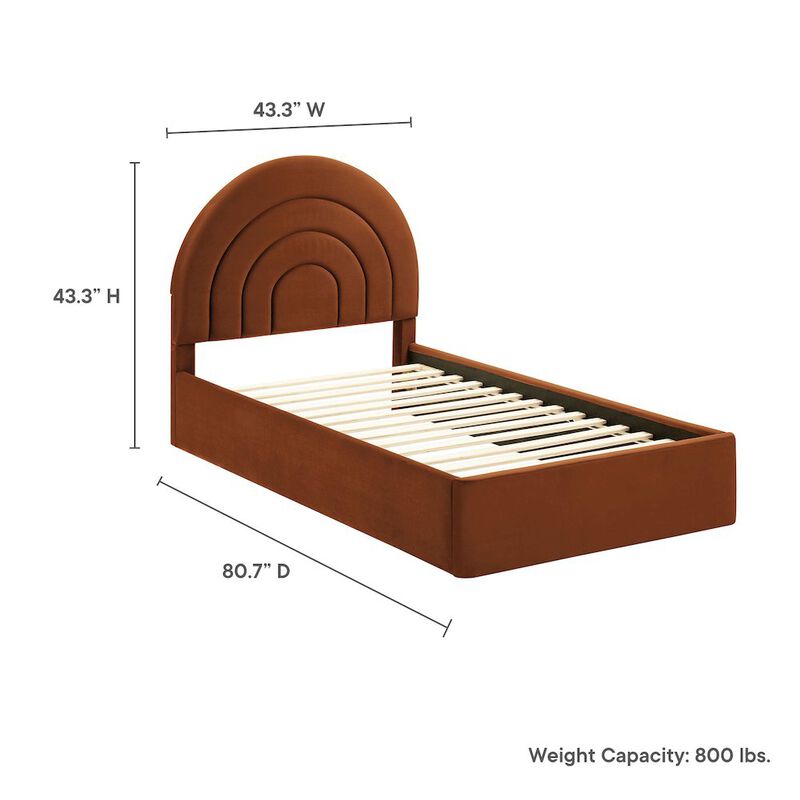 Solana Arched Performance Velvet Twin Platform Bed image number 3