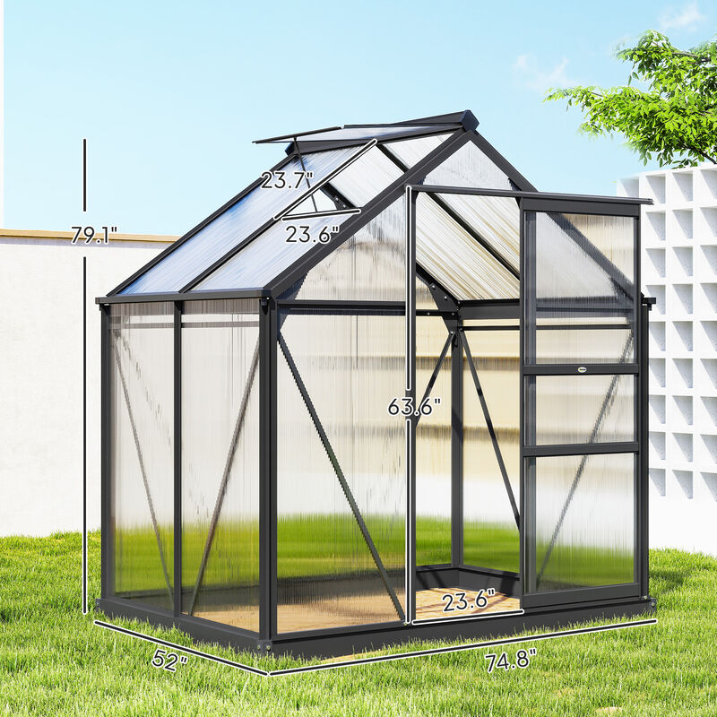 Hivvago 6.2' x 4.3' Walk-in Polycarbonate Greenhouse Kit image number 2