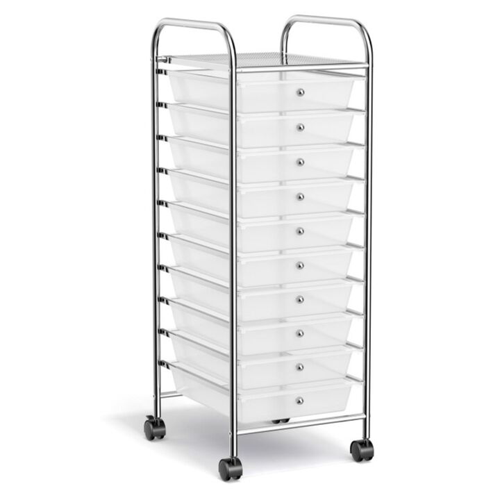 Hivvago 10 Drawer Rolling Storage Cart Organizer with 4 Universal Casters-Clear
