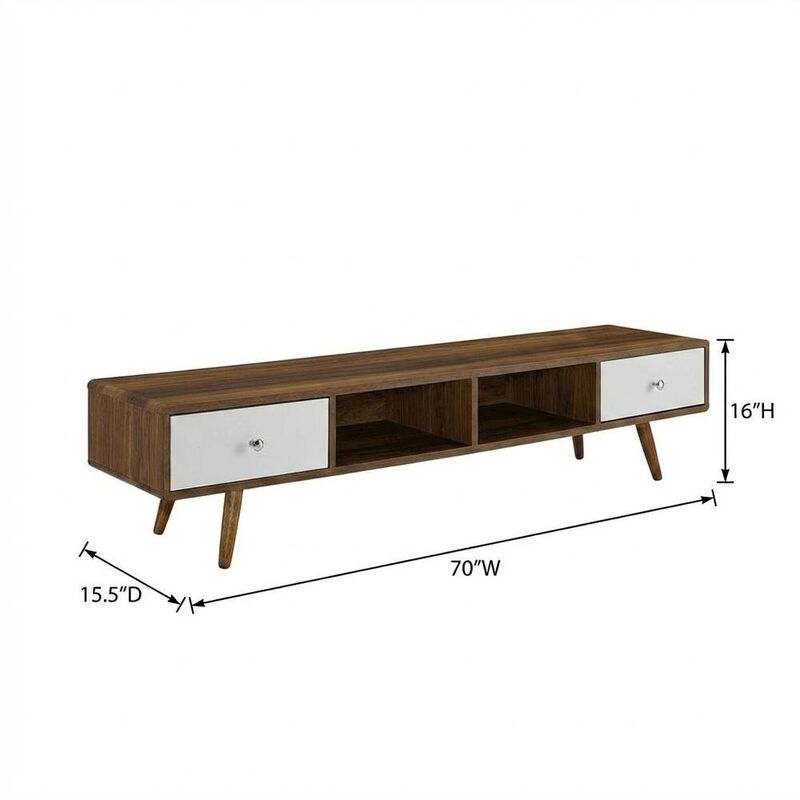 Wood TV Stand with Brown Finish and Spacious Surface image number 2