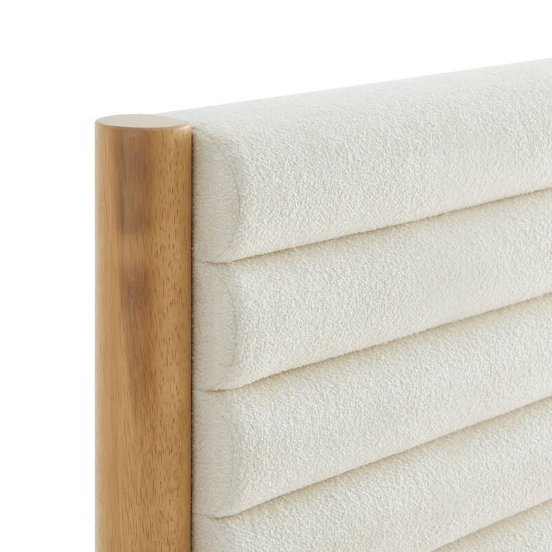 Olea Channel Tufted Boucle Solid Wood Twin Platform Bed image number 6