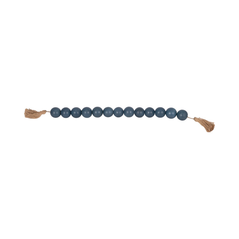 Wood, 32x2 Large Bead Garland W/ Tassel, Teal/blu image number 5