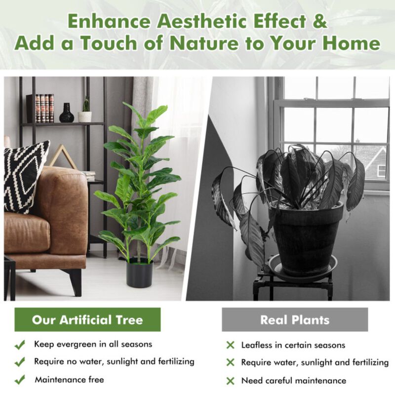 2-Pack Artificial Fiddle Leaf Fig Tree for Indoor and Outdoor