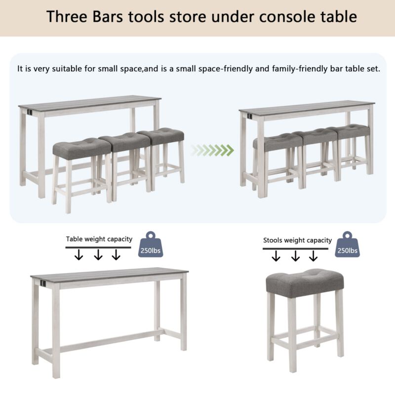 Kepfuf 4‑Piece Farmhouse Bar Table Set image number 7