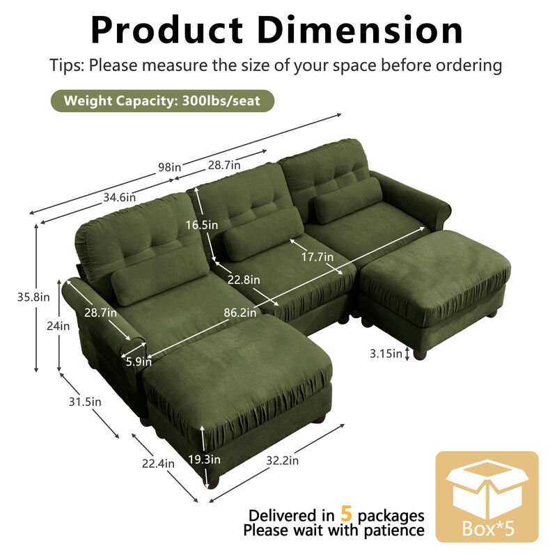 Rucis Chenille U‑Shape Modular Sectional Sofa image number 9