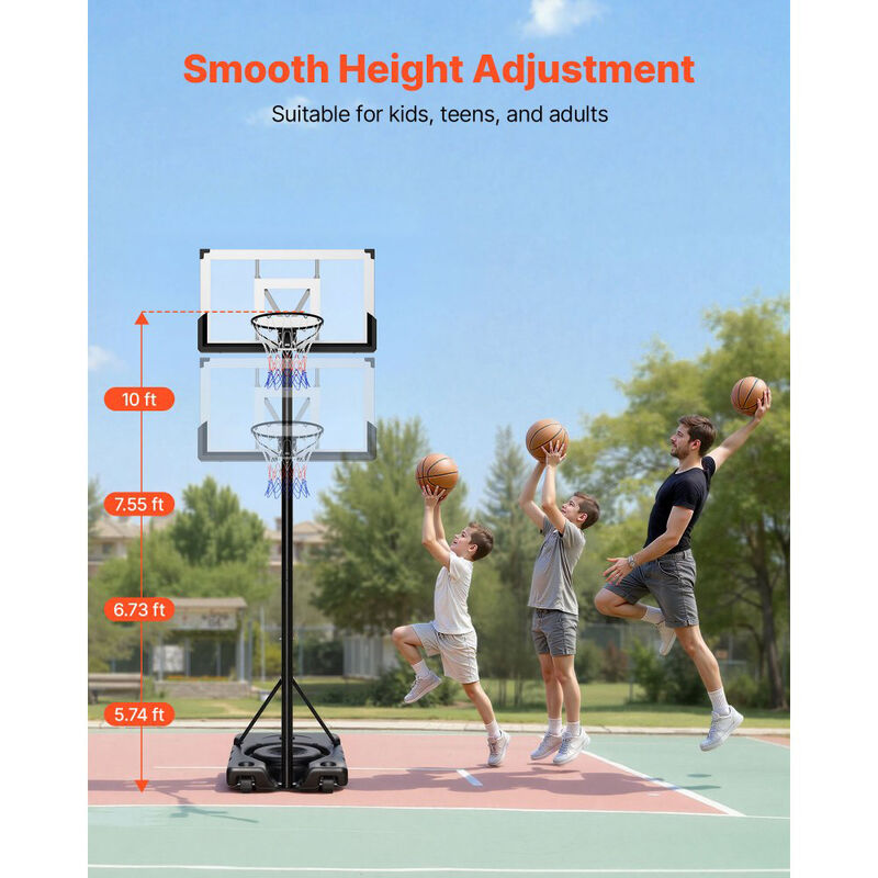 Portable Basketball Goal System with Adjustable Height, PC Backboard and Rolling Base-Black image number 4